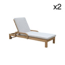 Saona - Lot de 2 chaises longues en bois d'acacia 184x73xH87 cm