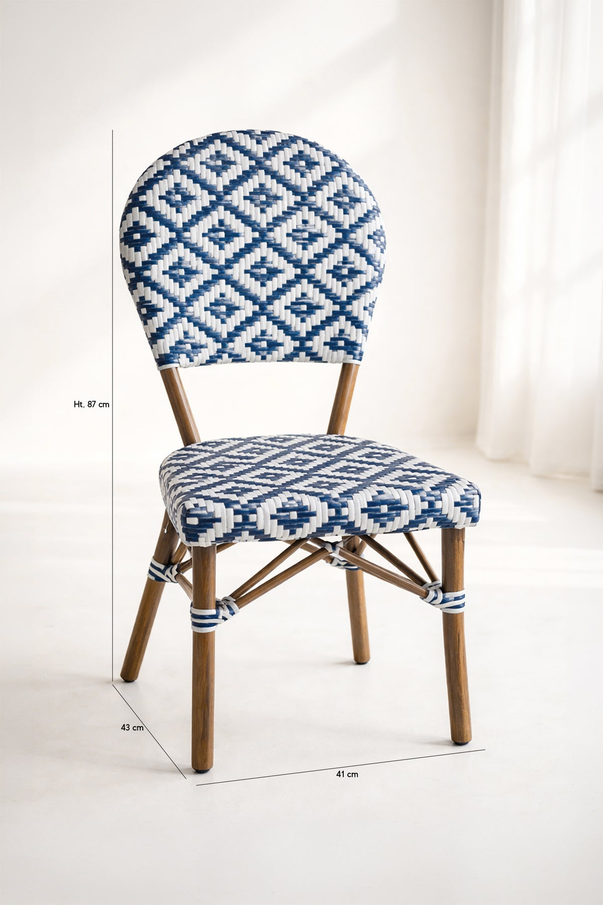 Dimensions Scala - Lot de 2 chaises d'extérieur bleu en aluminium effet rotin naturel