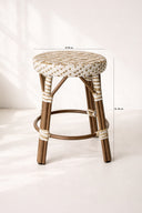 Scala - Tabouret bas d'extérieur noisette en aluminium effet rotin naturel