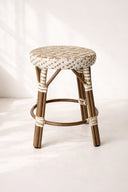 Scala - Tabouret bas d'extérieur en textilène tressées beige avec structure en aluminium