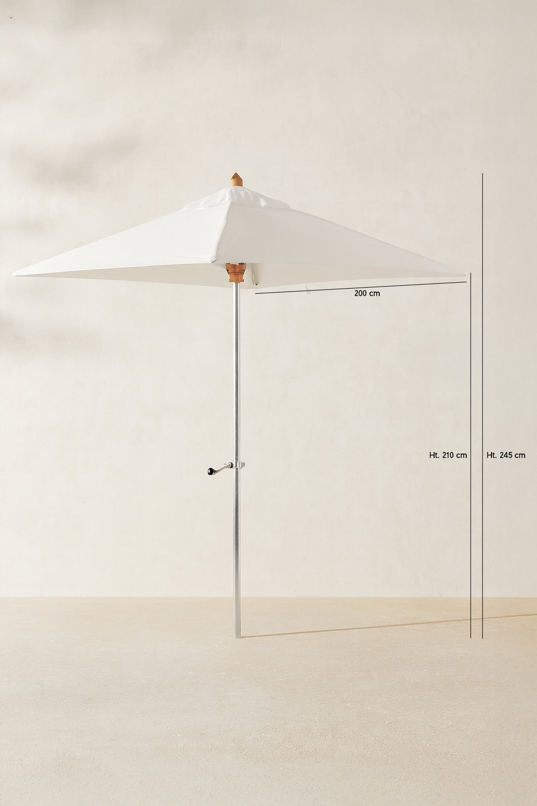 Dimensions Comète - Parasol en aluminium et toile blanc
