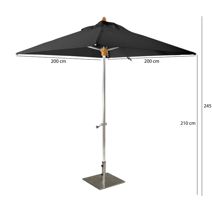 Parasol Comète en aluminium et toile noire 200x200 cm
