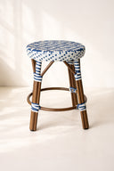 Scala - Tabouret bas d'extérieur en textilène tressées bleu avec structure en aluminium