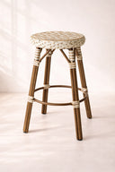 Scala - Tabouret haut d'extérieur en textilène tressé beige avec structure en aluminium