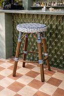 Scala - Tabouret haut d'extérieur en textilène tressées bleu avec structure en aluminium