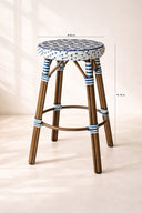 Scala - Tabouret haut d'extérieur bleu en aluminium effet rotin naturel