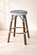 Scala - Tabouret haut d'extérieur en textilène tressées bleu avec structure en aluminium