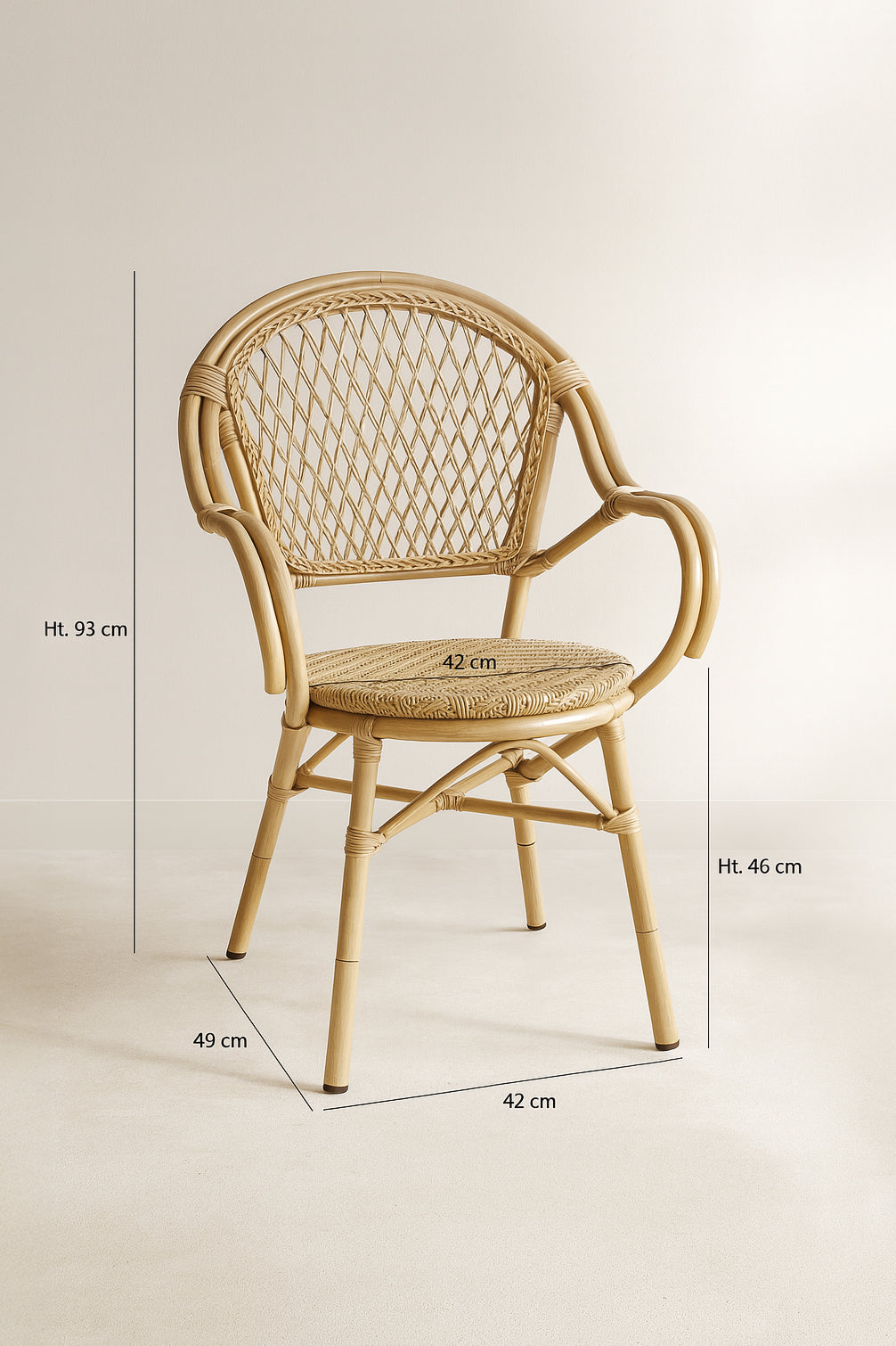 Dimensions Capri - Lot de 2 fauteuils de table d'extérieur en rotin