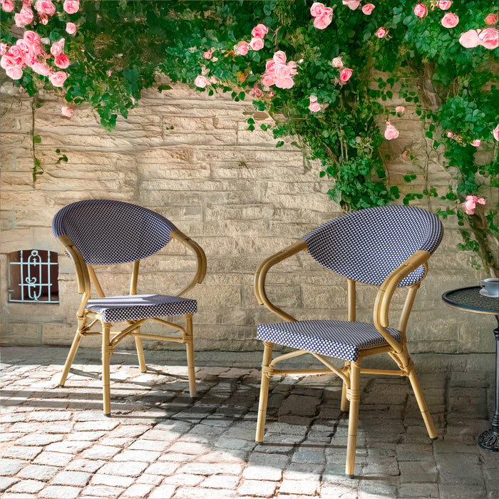Lot de 2 fauteuils de table extérieurs en textilène bleu Amalfi