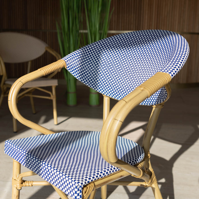 Lot de 2 fauteuils de table extérieurs en textilène bleu Amalfi
