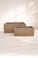 Set de 2 pots rectangles Comporta en fibre d'argile couleur terre cuite H37/47cm