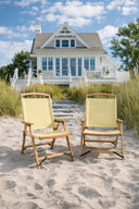 Playa - Chaise de plage en bois de hêtre naturel et polyester jaune