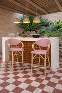 Amalfi - Lot de 2 fauteuils de bar extérieurs en textilène rouge