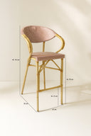 Amalfi - Lot de 2 fauteuils de bar extérieurs rouge en aluminium effet rotin naturel
