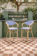 Amalfi - Lot de 2 fauteuils de bar extérieurs en textilène bleu
