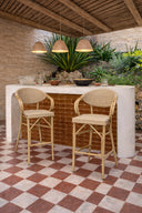 Lot de 2 fauteuils de bar extérieurs Amalfi en textilène beige 56x62xH112 cm