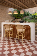 Amalfi - Lot de 2 fauteuils de bar extérieurs beige en aluminium effet rotin naturel