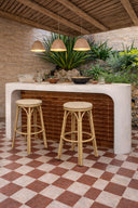 Amalfi - Tabouret de bar extérieur beige en aluminium effet rotin naturel