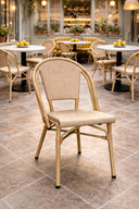 Amalfi - Lot de 2 chaises extérieures beige en aluminium effet rotin naturel