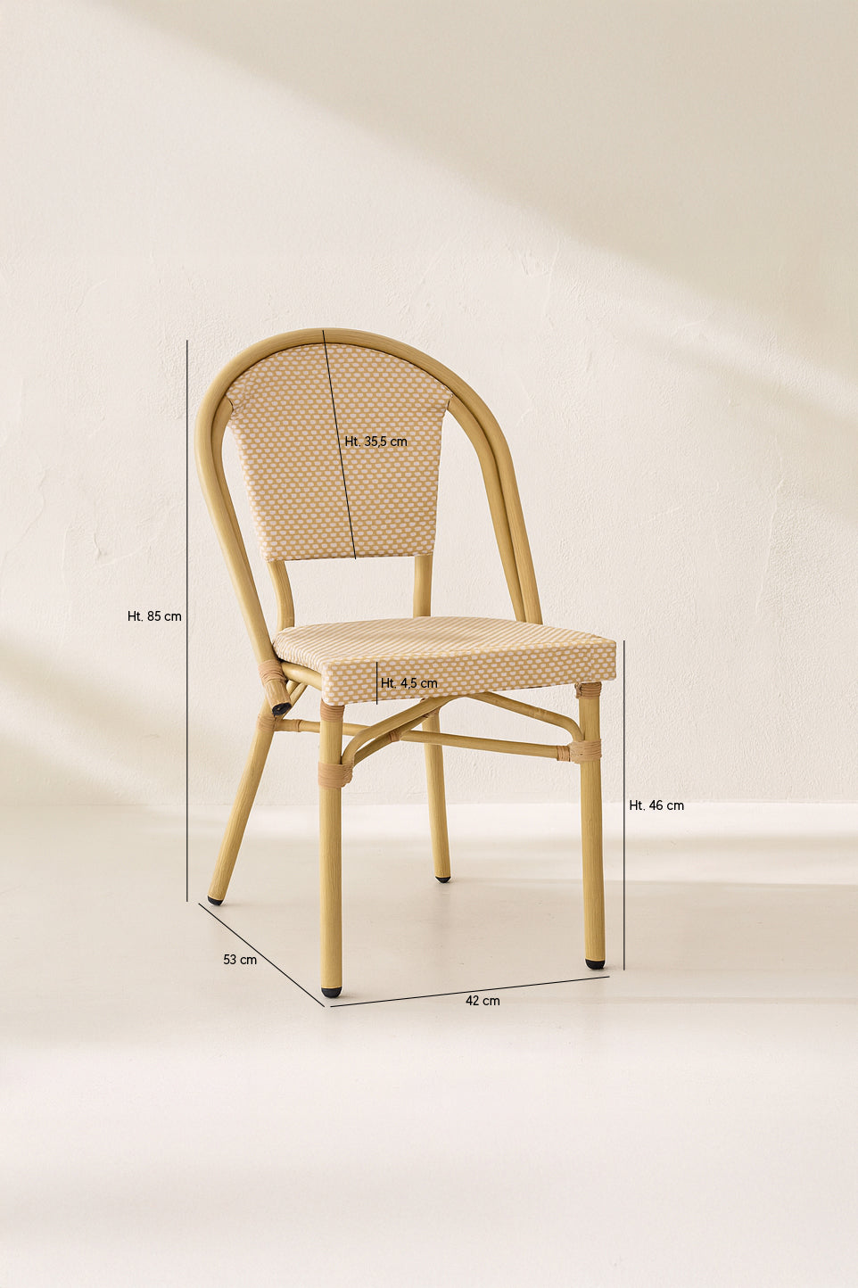 Dimensions Amalfi - Lot de 2 chaises extérieures beige en aluminium effet rotin naturel