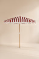 Isola - Parasol en polyester rayures rouge coquelicot et blanc