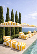Isola - Parasol en polyester rayures jaune bouton d'or et blanc