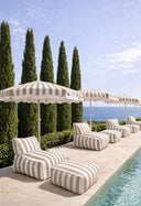 Isola - Parasol en polyester rayures taupe et blanc