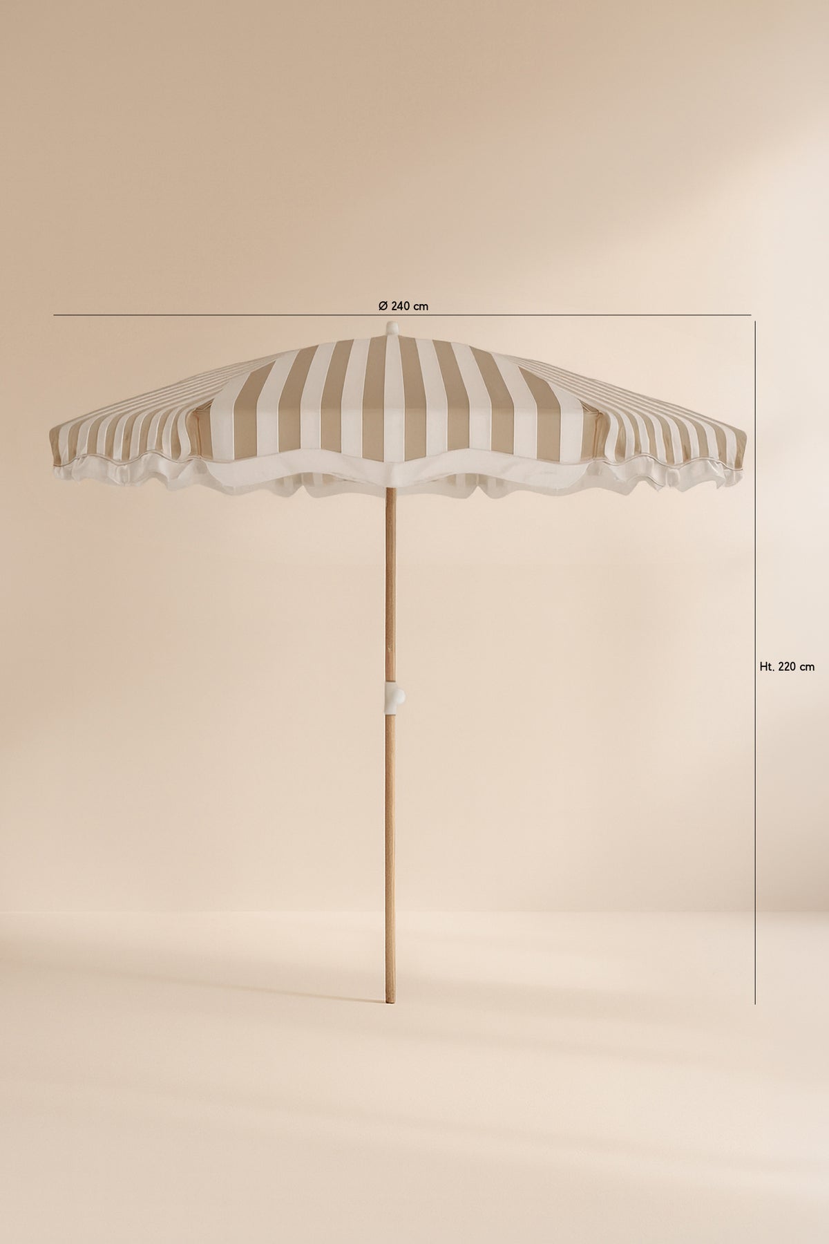 Dimensions Isola - Parasol en polyester rayures taupe et blanc