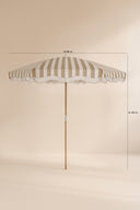 Isola - Parasol en polyester rayures taupe et blanc