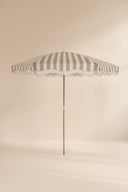 Isola - Parasol en polyester rayures taupe et blanc