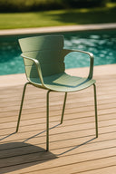 Montauk - Lot de 4 fauteuils de table extérieur en polypropylène et métal vert