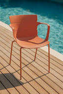 Montauk - Lot de 4 fauteuils de table extérieur en polypropylène et métal brique