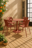 Montauk - Lot de 4 fauteuils de table extérieur en polypropylène et métal brique