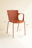 Montauk - Lot de 4 fauteuils de table extérieur en polypropylène et métal brique