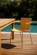 Montauk - Lot de 4 fauteuils de table extérieur en polypropylène et métal ocre