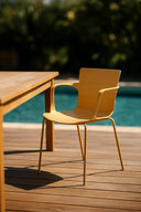 Montauk - Lot de 4 fauteuils de table extérieur en polypropylène et métal ocre