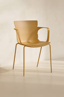 Montauk - Lot de 4 fauteuils de table extérieur en polypropylène et métal ocre