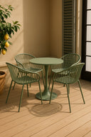 Calypso - Lot de 4 fauteuils de table extérieur en polypropylène et métal vert