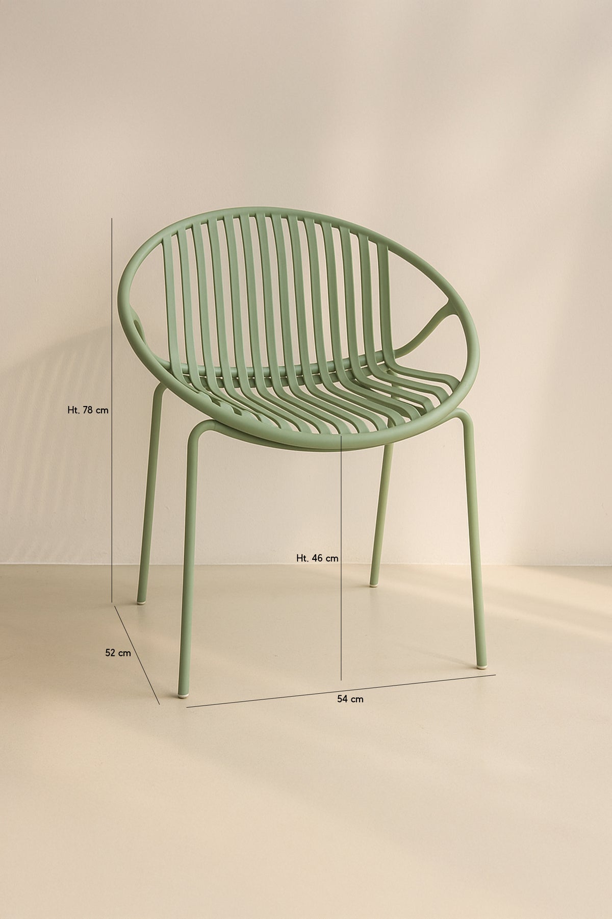 Dimensions Calypso - Lot de 4 fauteuils de table extérieur en polypropylène et métal vert