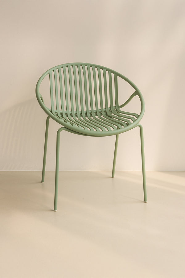 Calypso - Lot de 4 fauteuils de table extérieur en polypropylène et métal vert