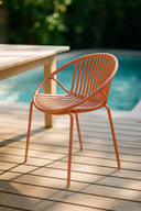 Calypso - Lot de 4 fauteuils de table extérieur en polypropylène et métal brique