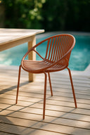 Calypso - Lot de 4 fauteuils de table extérieur en polypropylène et métal brique