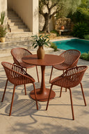 Calypso - Lot de 4 fauteuils de table extérieur en polypropylène et métal brique