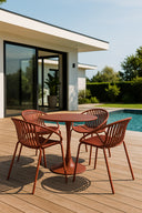 Calypso - Lot de 4 fauteuils de table extérieur en polypropylène et métal brique