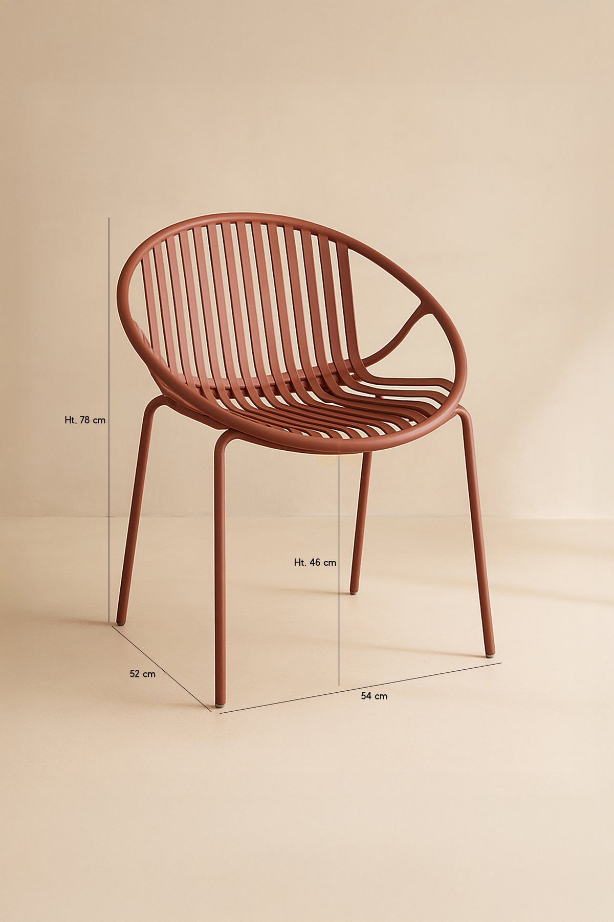 Dimensions Calypso - Lot de 4 fauteuils de table extérieur en polypropylène et métal brique