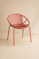 Calypso - Lot de 4 fauteuils de table extérieur en polypropylène et métal brique