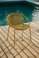 Calypso - Lot de 4 fauteuils de table extérieur en polypropylène et métal ocre