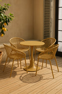 Calypso - Lot de 4 fauteuils de table extérieur en polypropylène et métal ocre