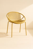 Calypso - Lot de 4 fauteuils de table extérieur en polypropylène et métal ocre