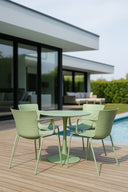 Montauk -  Ensemble table et 4 fauteuils de table extérieur en polypropylène et métal vert